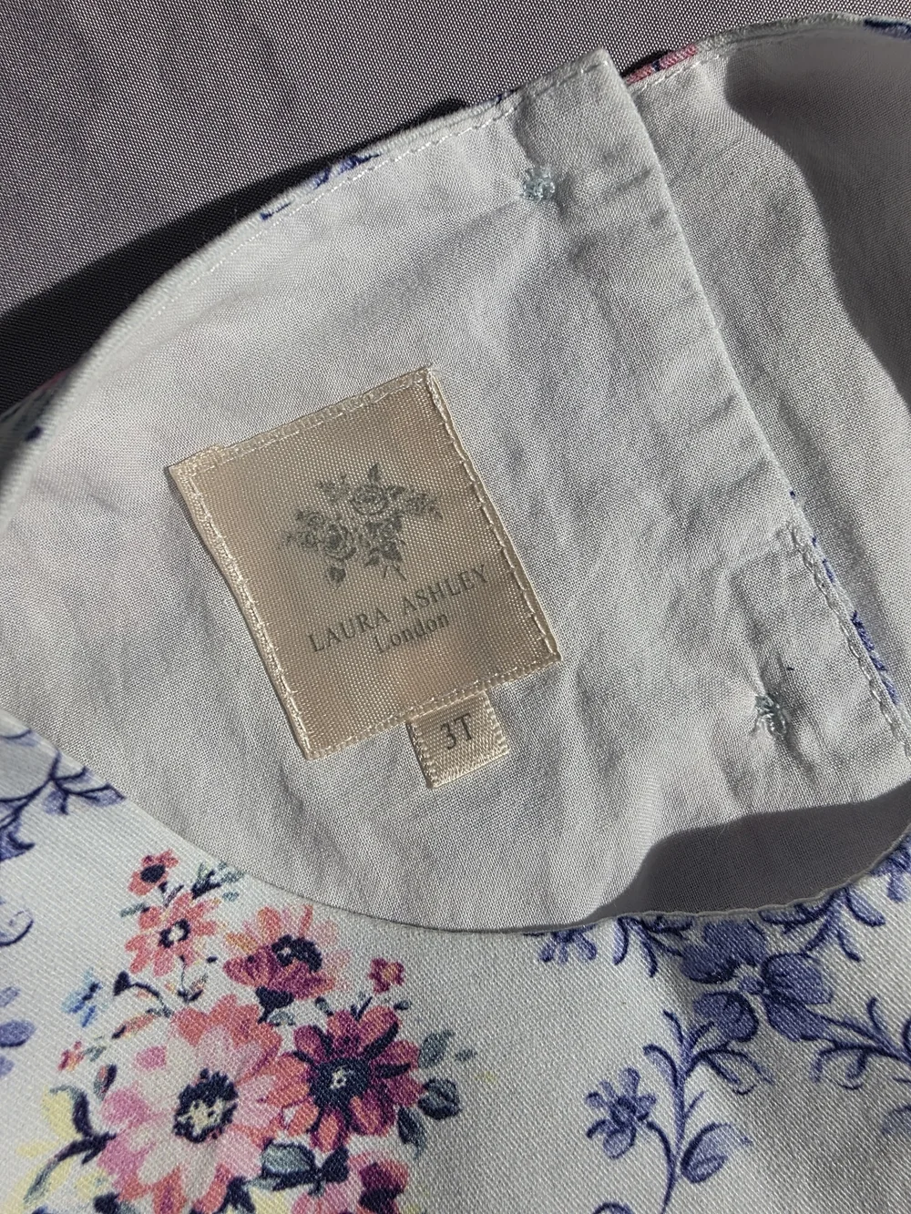 Laura Ashley White Floral Party Dress with Pink Accents